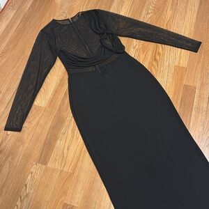 Good time USA elegant black long sleeve cocktail maxi dress. Size 1X.